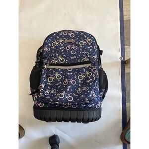 Seastig Backpack Navy Blue Bicycle Floral Print luggage bag